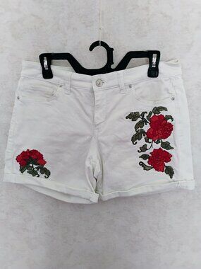 Vintage America Blues White Rose Boho Shorts size 6/28